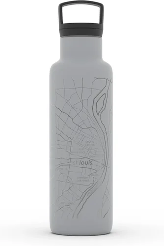 Miniatura 102 de Well Told Botella de agua aislada con mapa de Washington DC grabado, botella de acero inoxidable grabada (21 onzas, blanco) botella aislada de mapa