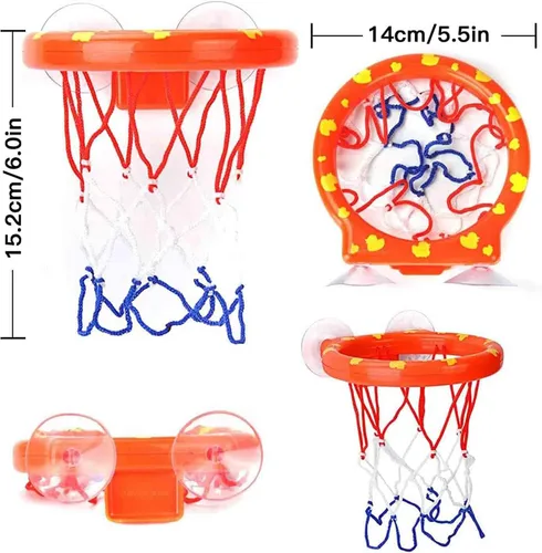 Cyfie Aro de baloncesto de baño para niños pequeños, paquete de 2 aros de baloncesto para baño, dormitorio, divertidos juguetes de baño con 8 bolas