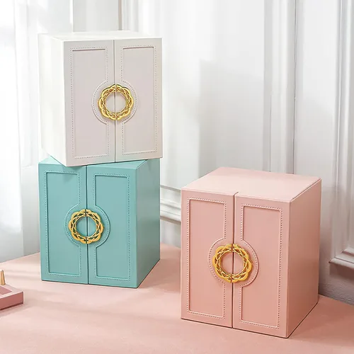 Miniatura 5 de AOSIFIEL Joyeros organizadoresestuche grande de pie con 5 cajones, regalo para mujeres, adolescentes, niñas, niños, gran joyeríasoporte de cuero
