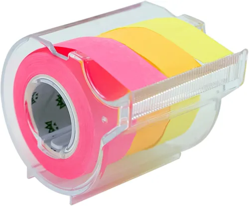 Miniatura 7 de Rollo de notas adhesivas 4A, 2 rollos adhesivos completos con dispensador y 2 rollos de recambio, 0.4 x 315 pulgadas, 5 colores brillantes, cinta 2