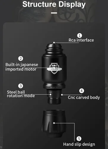 Miniatura 6 de Mini Rocket Tattoo Machine Set Japón Motor inalámbrico Batería Tatuaje Rotary Machine Power RCA Interface Mini lápiz de tatuaje inalámbrico, juego