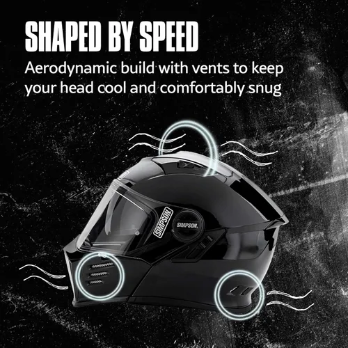 Miniatura 5 de Simpson Mod Bandit Modular Motorcycle Helmet - DOT & ECE Certified - Flip Front, Comms Ready, Internal Sun Shield and External Clear Face Shield