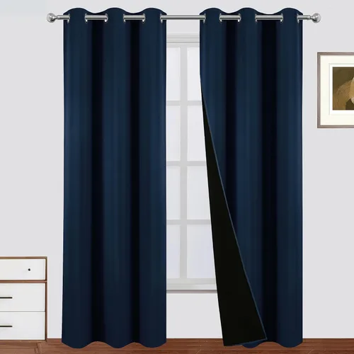 Miniatura 62 de LEMOMO Cortinas 100% opacas de 52 x 95 pulgadas, 2 paneles de oscurecimiento con aislamiento térmico para dormitorio Negro