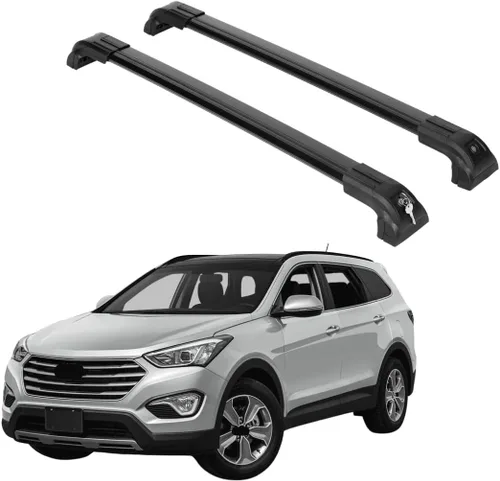 Miniatura 21 de ERKUL Barras Transversales de Techo para Hyundai Santa Fe 2013-2018 Barras Transversales de Aluminio con Cerradura Antirrobo para Techo Negro