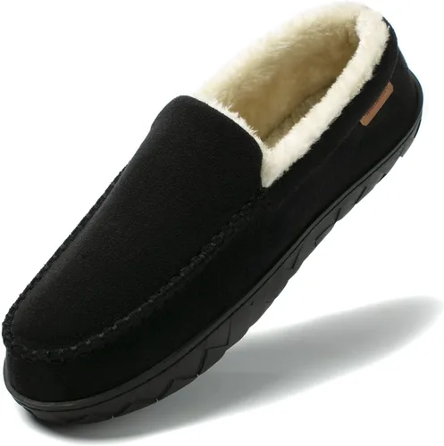 NewDenBer Pantuflas tipo mocasín para hombre, de espuma viscoelástica, de gamuza suave, forradas de felpa, para interiores y exteriores, zapatos de