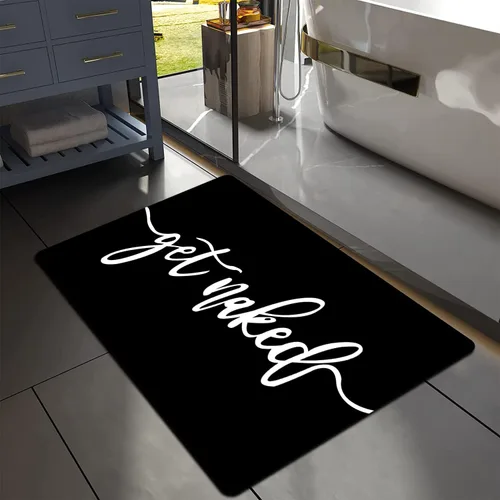 Miniatura 6 de MUGINYU Get Naked Tapete de Baño, Alfombrillas de Baño Modernas y Divertidas en Blanco y Negro de Secado Rápido Absorbentes Antideslizantes Delgadas