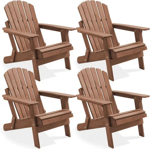 Miniatura 11 de Casafield Silla Adirondack plegable de gran tamaño, madera de cedro para exteriores, para patio, terraza, patio, césped y jardín, parcialmente Beige