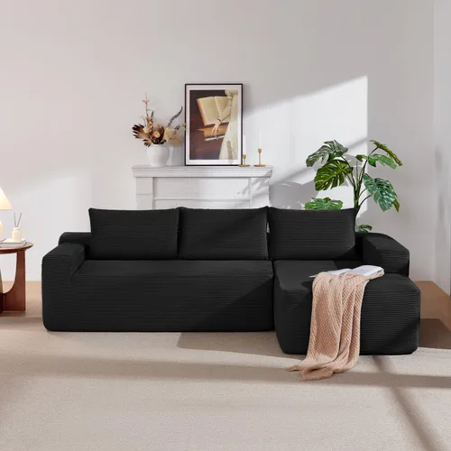 Miniatura 25 de Sofá seccional modular de 110", sofá seccional Cloud con asiento profundo, sofás tapizados sin huesos para sala de estar, sofá modular moderno
