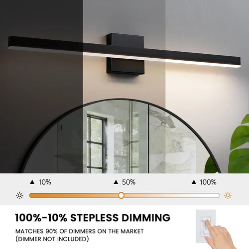 Miniatura 7 de KAISITE Luz de Baño Moderna Negra - Lámpara de Tocador LED Regulable de 5CCT de 24 Pulgadas para Espejo
