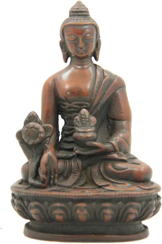 Estatua de meditación de Buda de la Medicina para la curación, la paz y la relajación (marrón)
