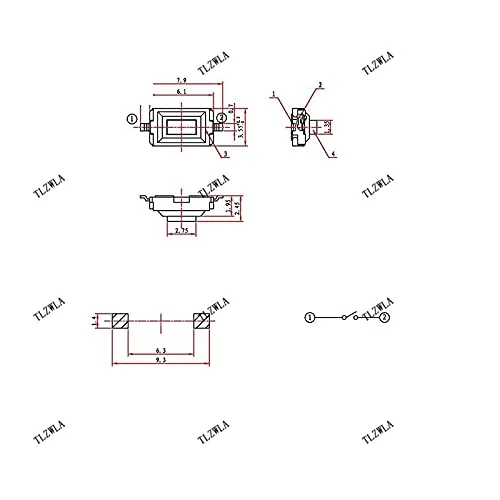 Miniatura 2 de 1000pcs Touch Micro Switch 14.272 in SMD Blanco Botón Cabeza 3x6x2.5