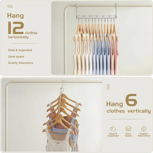 Miniatura 7 de HOUSE DAY Perchas Ahorradoras de Espacio para Ropa Paquete de 6, Organizador de Perchas de Servicio Pesado Capacidad de 30 Libras , Percha Mágica