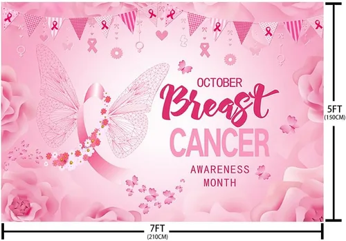 Miniatura 5 de AIBIIN Fondo de concientización sobre el cáncer de mama de 7 x 5 pies para fotografía sobre el cáncer de mama, decoraciones de fiesta, pancarta
