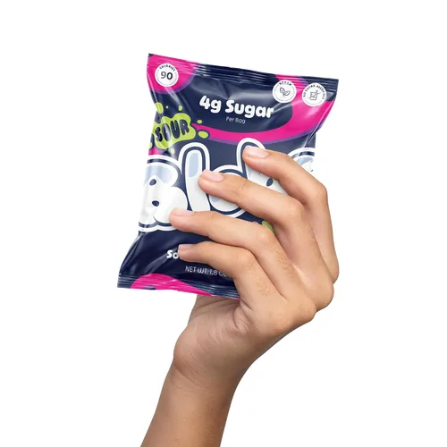 Miniatura 3 de Blobs SOUR Gummy Candy bajo en azúcar y bajo en calorías, sin alcoholes de azúcar, vegano, sin colorantes, sandía, lichi, cereza negra Ras, fresa