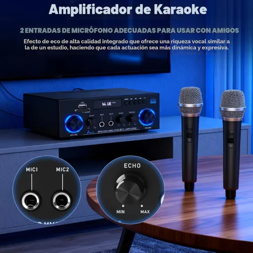 Miniatura 8 de Romicta AK50 Amplificador de audio estéreo, 400 W, sistema de amplificador de potencia Bluetooth 5.0 de 2 canales, amplificador de potencia
