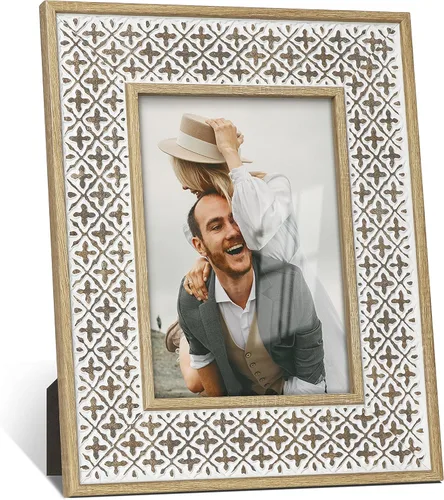 Sonefreiy Marco de fotos bohemio de 5 x 7 pulgadas, decoración marroquí, patrón envejecido de 5 x 7 pulgadas, para escritorio y pared, regalo para