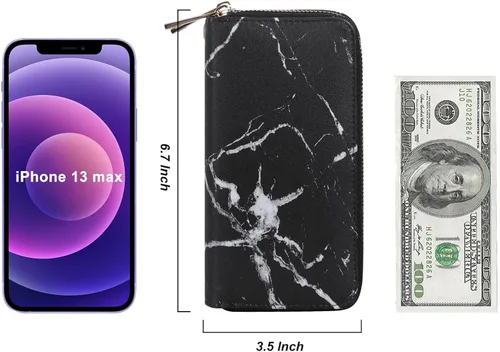 Miniatura 5 de Cartera de teléfono celular para mujer con doble cremallera y correa de muñeca extraíble