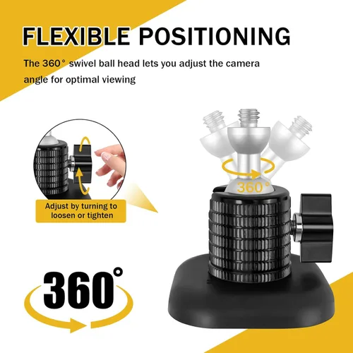 Miniatura 2 de Potente soporte magnético seguro para cámara con rosca de 1/4 de pulgada para WYZE Cam 3, Blink XT2/3, base de soporte de cámara de ajuste de 360°