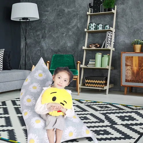 Miniatura 7 de LOLOMLO Funda para puf de almacenamiento de animales de peluche, lona con margaritas de felpa, artículos de almacenamiento y asiento sentado