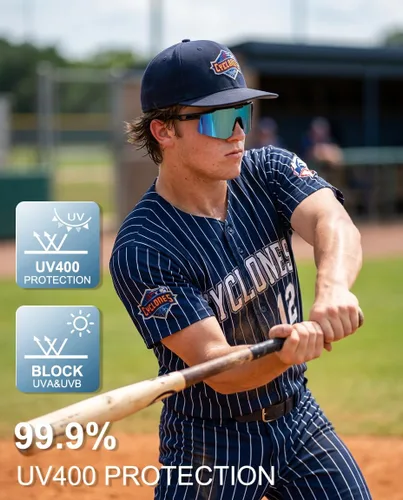 Miniatura 2 de OULAIQI Gafas de sol de ciclismo para hombres y mujeres, lentes de sol de béisbol juveniles, diseño ligero, protección UV400, gafas deportivas