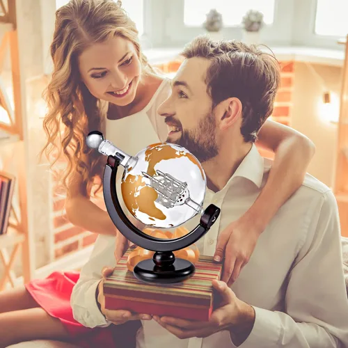 Miniatura 6 de Juego de regalo de globo de whisky, bandeja de base rica, dispensador de whisky dorado, tapón hermético para vino, bourbon, brandy, jugo, agua