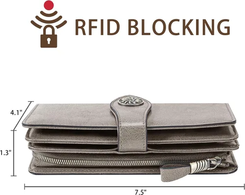 Miniatura 4 de Travelambo Cartera de mujer con bloqueo RFID para tarjetas de crédito, cartera de cuero de gran capacidad