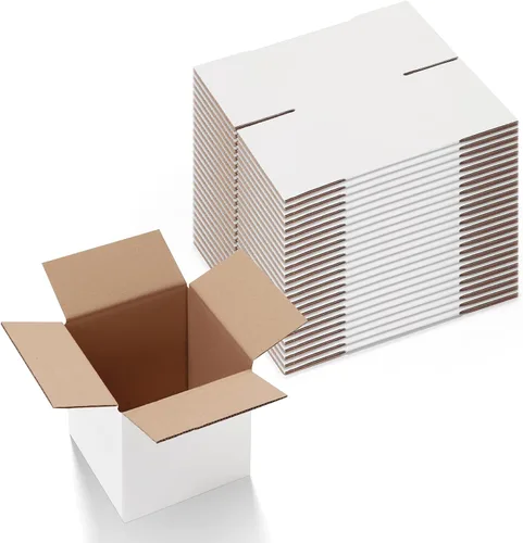 Miniatura 11 de Calenzana Juego de 40 Cajas de Envío 8x6x6, Caja de Cartón Corrugado Blanco para Envío, Embalaje de Regalos, Pequeña Empresa