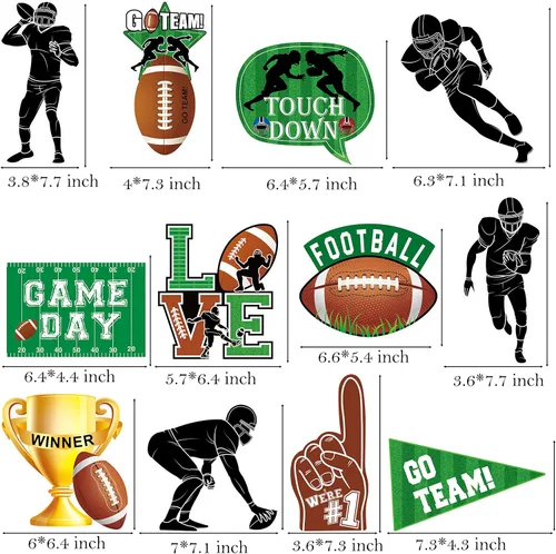 Miniatura 3 de 24 piezas de centros de mesa de fútbol para fiesta de fútbol, decoración de mesa de rugby para el día del juego, fútbol, touchdown, fiesta, tema