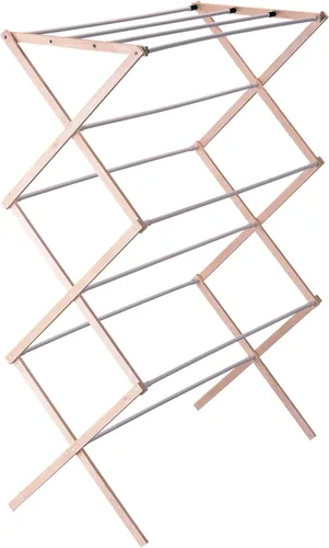 Household Essentials 5001 Tendedero plegable y colapsable de madera para ropa de lavandería | Preensamblado Natural/Abedul blanco