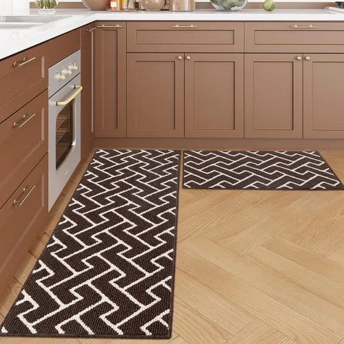 Miniatura 9 de hicorfe Juego de 2 tapetes de cocina antideslizantes para piso, cómodas alfombras de cocina lavables para pasillos, entrada, cuarto de servicio