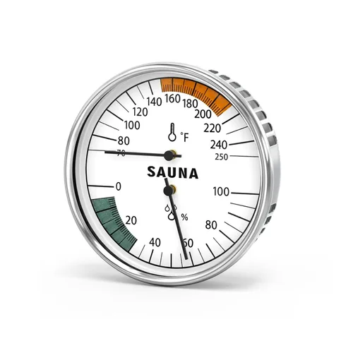 MEANLIN MEASURE Termómetro e higrómetro 2 en 1 Fahrenheit, medidor de termómetro de acero inoxidable, 70-250°F, 0-100% HR para sala de sauna,