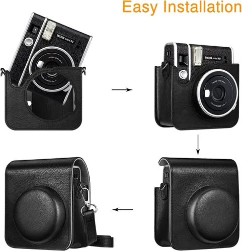 Miniatura 8 de Fintie Funda protectora para cámara instantánea Fujifilm Instax Mini 40 – Funda de piel vegana premium con correa ajustable extraíble