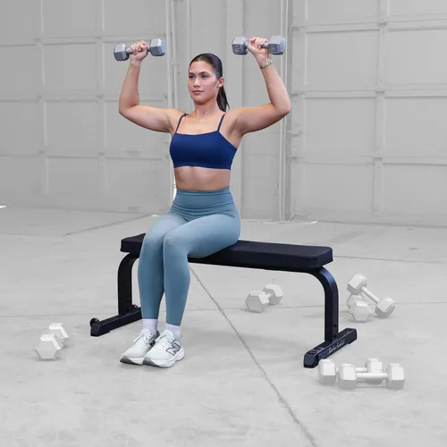 Miniatura 2 de Body-Solid (GFB350B) Banco de pesas plano de 600 libras de capacidad ajustable para entrenamiento de fuerza, estiramiento, ejercicios abdominales