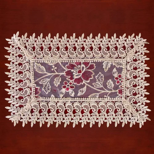 Miniatura 7 de Camino de mesa de adorno vintage, beige, Burgundy