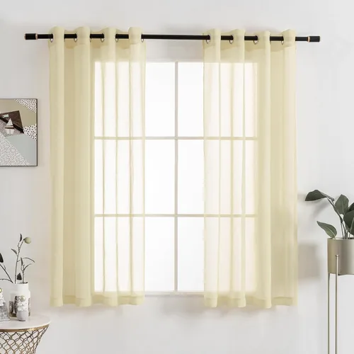 HUTO 2 paneles de cortinas de gasa transparente, tratamiento de ventana, con ojales, cortinas filtrantes de luz, paneles para dormitorio, sala de