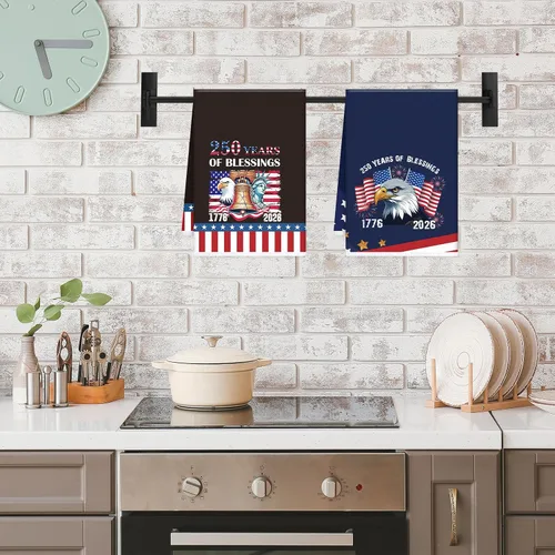 Miniatura 4 de Toallas de cocina patrióticas del 4 de julio, juego de 4 toallas de cocina para el Día de la Independencia 1776-2026 para decoración del hogar