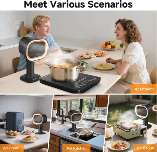 Miniatura 12 de Campana Extractora Portátil - Ventilador de Escape Ajustable de 4 Velocidades con Altura Telescópica e Inclinación de 40°, Bajo Ruido 52dB, Filtro