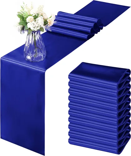 Miniatura 47 de Horbaunal - Juego de 12 caminos de mesa de satén azul claro de 12 x 108 pulgadas, caminos de mesa suaves para bodas, banquetes, fiestas de cumpleaños