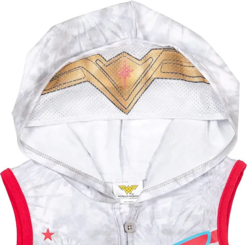 Miniatura 3 de DC Comics Liga de la Justicia Wonder Woman - Mameluco sin mangas con capucha para niñas