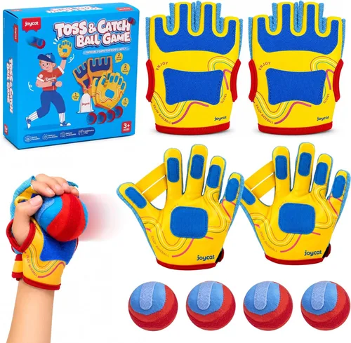 Miniatura 10 de JoyCat Toss and Catch Ball Game with 2 Adjustable Gloves, 2 Soft Sticky Balls & Carry Bag, Toddler Baseball Glove Set, Outdoor Toys for Kids Ages
