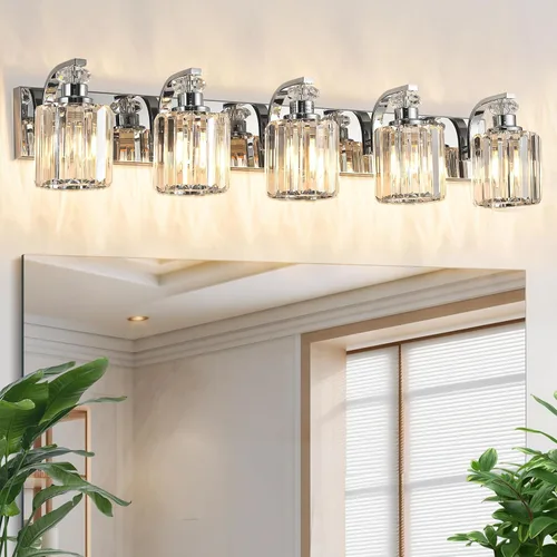 Miniatura 12 de Lámparas de baño negras con pantalla de cristal K9, iluminación de baño sobre espejo, luces de tocador para sala de estar, dormitorio, baño