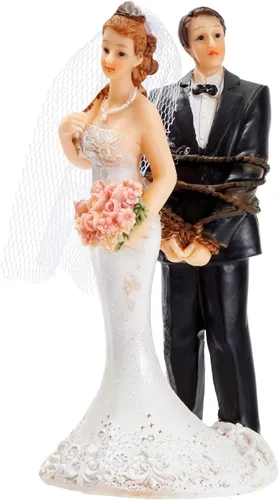 Juvale Divertida decoración para tartas de boda, decoración de figura de novia atada para novio y pareja (2.6 x 4.6 x 2.3 pulgadas, adornos para