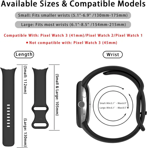 Miniatura 6 de Correa Compatible con Google Pixel Watch 1/2/3/4 (41mm), Pulsera de Reemplazo de Silicona Suave Deportiva para Google Pixel Watch 41mm Negro