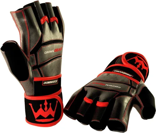Miniatura 5 de Guantes de levantamiento de pesas para gimnasio, fitness, fisicoculturismo, guantes de entrenamiento cruzado de cuero Dominator Crossfit, con correa