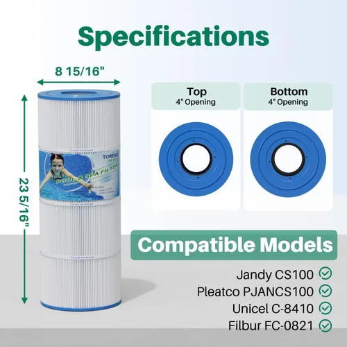 Miniatura 2 de TOREAD Filtro de piscina CS100 sustituye a Jandy CS100, R0462200, PJANCS100, Ultral-B2, Marsopa PP-B2, Unicel C-8410, Filbur FC-0821, SD-01070