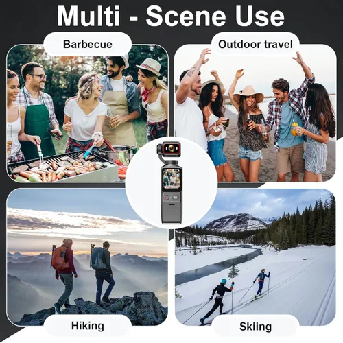 Miniatura 4 de Cámara de mano 4K para vlogging, cámara de acción de bolsillo WiFi, cámara corporal antivibración para viajes, videocámara de YouTube con tarjeta SD