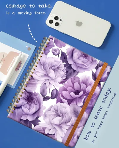 Miniatura 3 de Cuaderno de escritura en espiral a rayas, diario universitario forrado de tapa dura A5 para mujeres y niñas, encuadernación fuerte de doble alambre