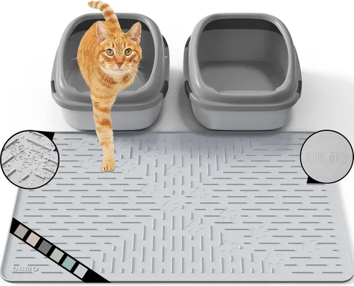 OHMO Alfombrilla Grande para Arena de Gatos Alfombrilla de Captura Premium Goma de Silicona 31.5 x 23.6 pulgadas Gris Ceniza, Alfombrilla para Caja