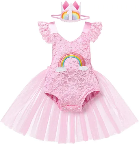 Miniatura 107 de Traje de bebé niña primer cumpleaños traje de encaje tul mameluco princesa tutú vestido de un año cumpleaños pastel Smash fotografía ropa