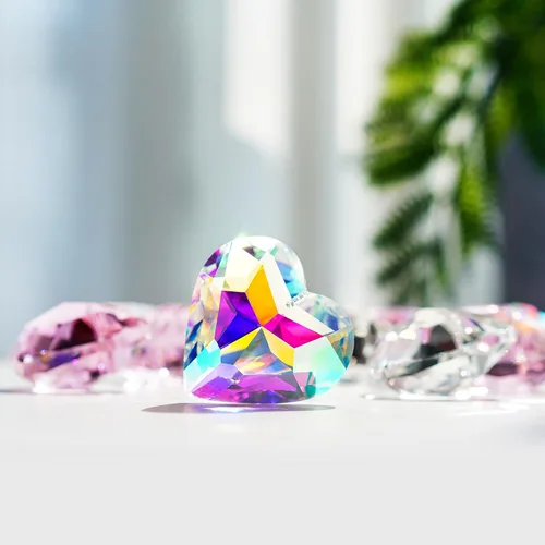 Miniatura 4 de H&D HYALINE & DORA 50mm Geometría Cristal Corazón Atrapasueños Prismas Colgantes con Prisma de Vidrio Fabricante de Arcoíris para Ventanas, Balcón